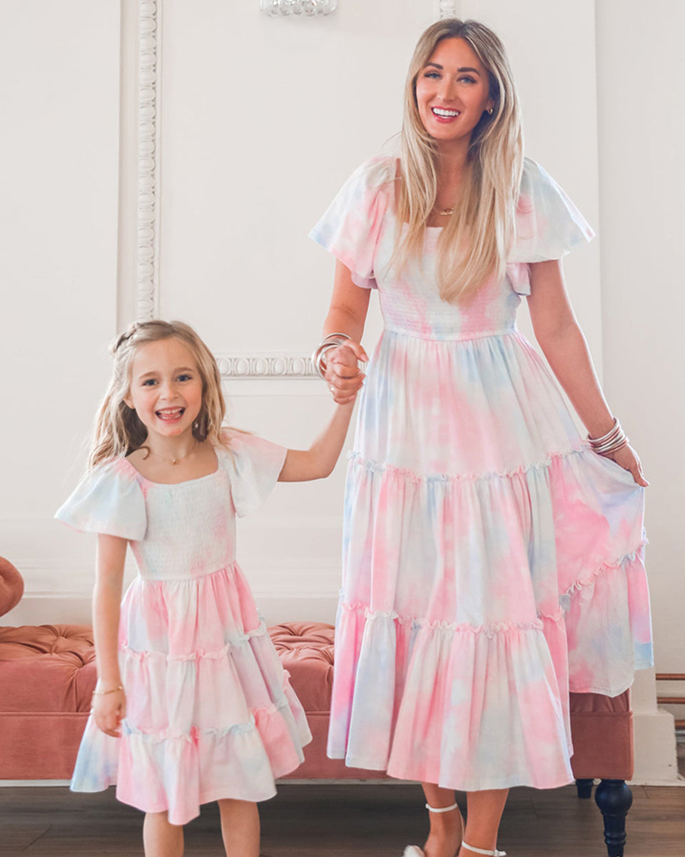 Pink Print -matching mommy and me easter dresses