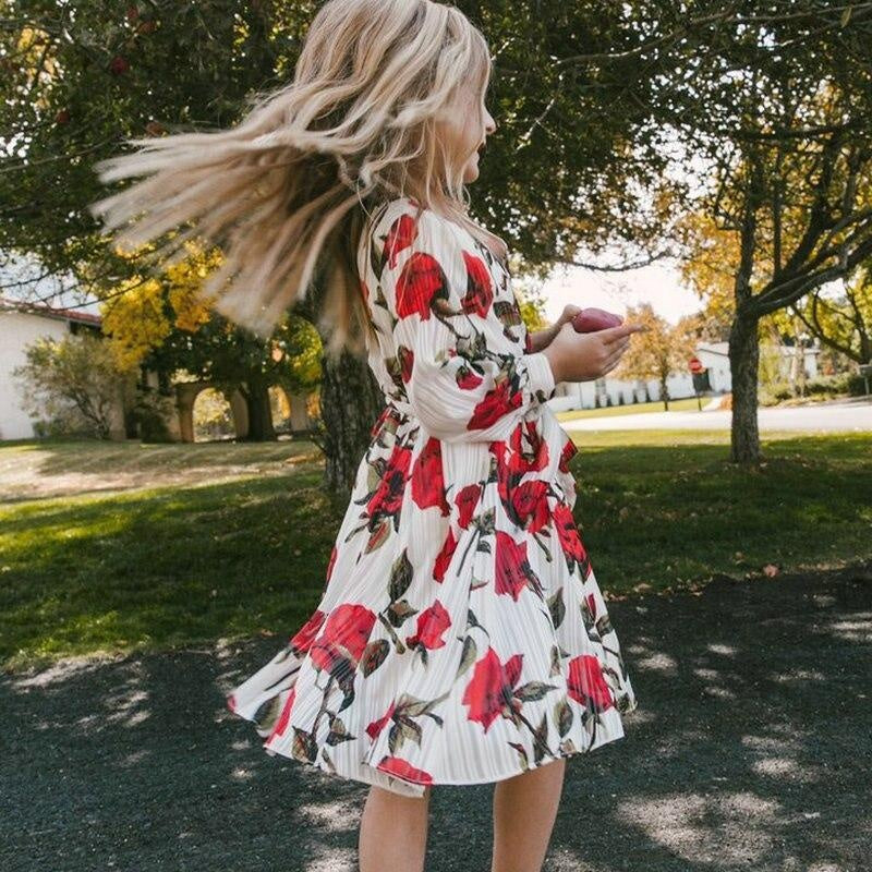 Red Floral -matching mommy and me easter dresses