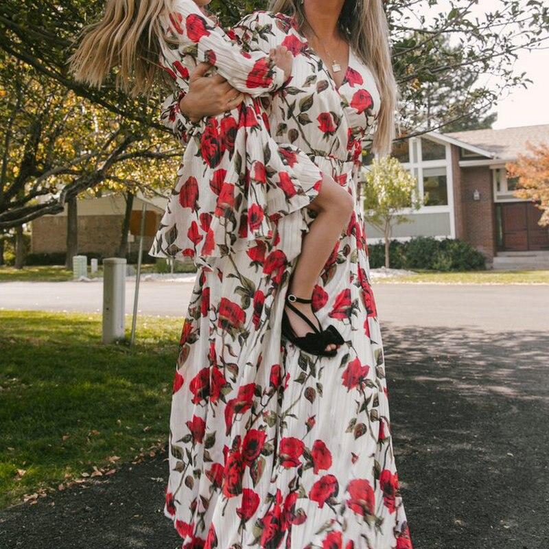 Red Floral -matching mommy and me easter dresses