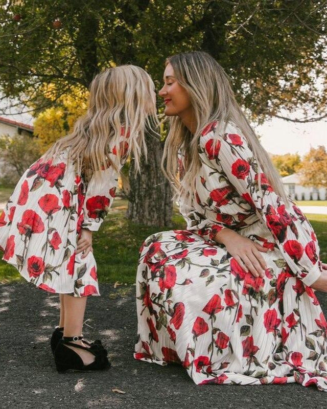 Red Floral -matching mommy and me easter dresses