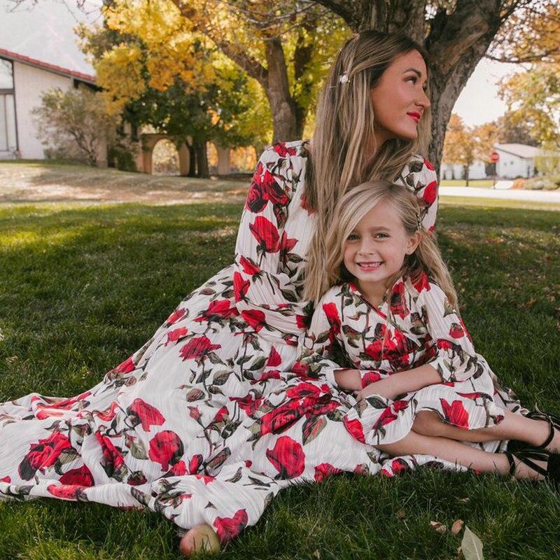 Red Floral -matching mommy and me easter dresses