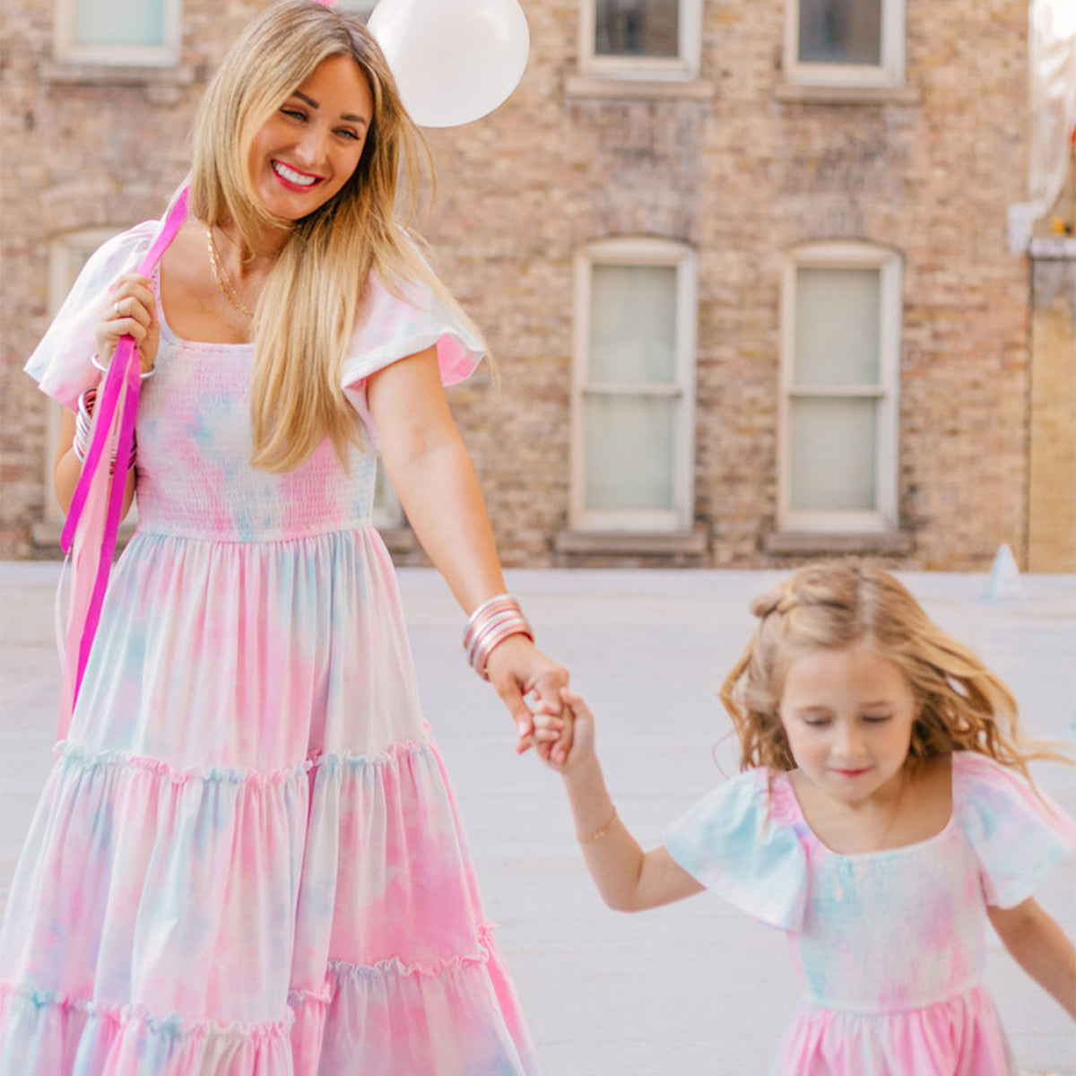 Pink Print -matching mommy and me easter dresses