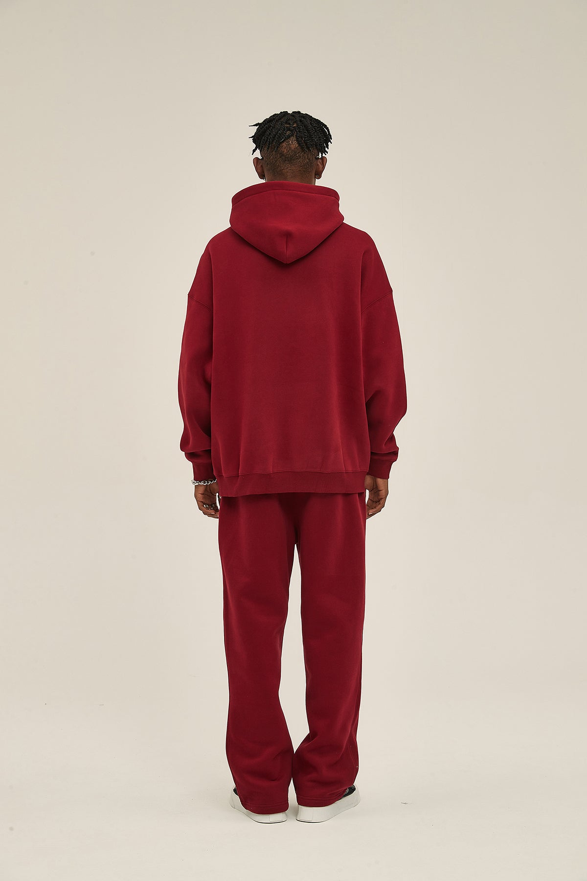 Navy&Red-350gsm Thick Cotton Oversized hoodie sweatshirt pants sets