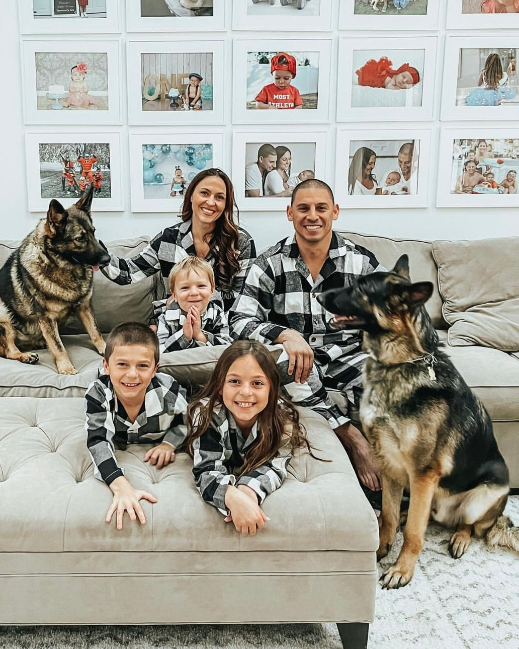 Black White Checkered -Family Matching Christmas Pajamas