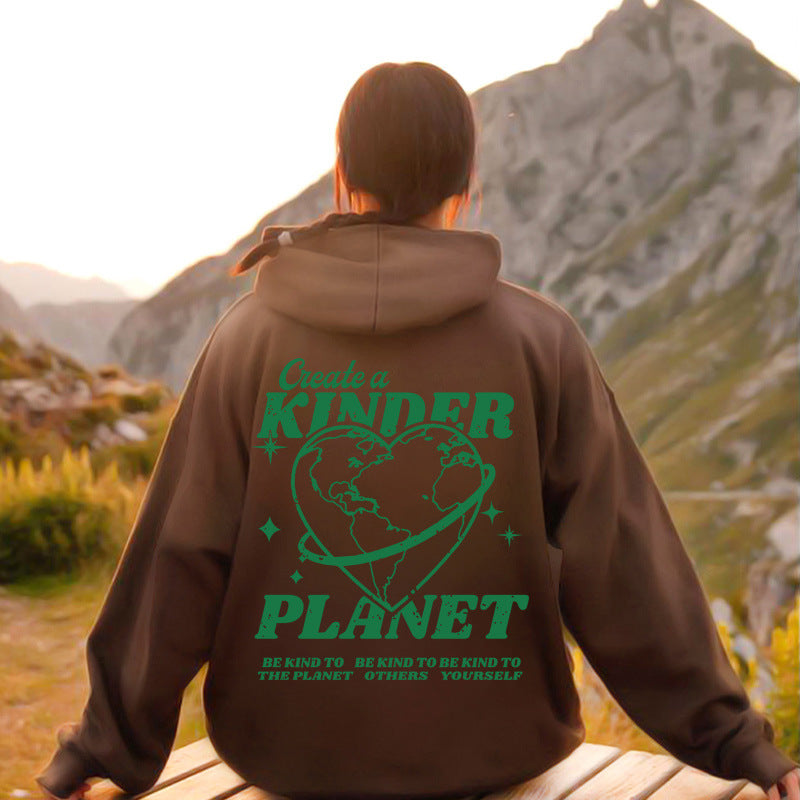 Pink Kinder Planet Printed Hoodie