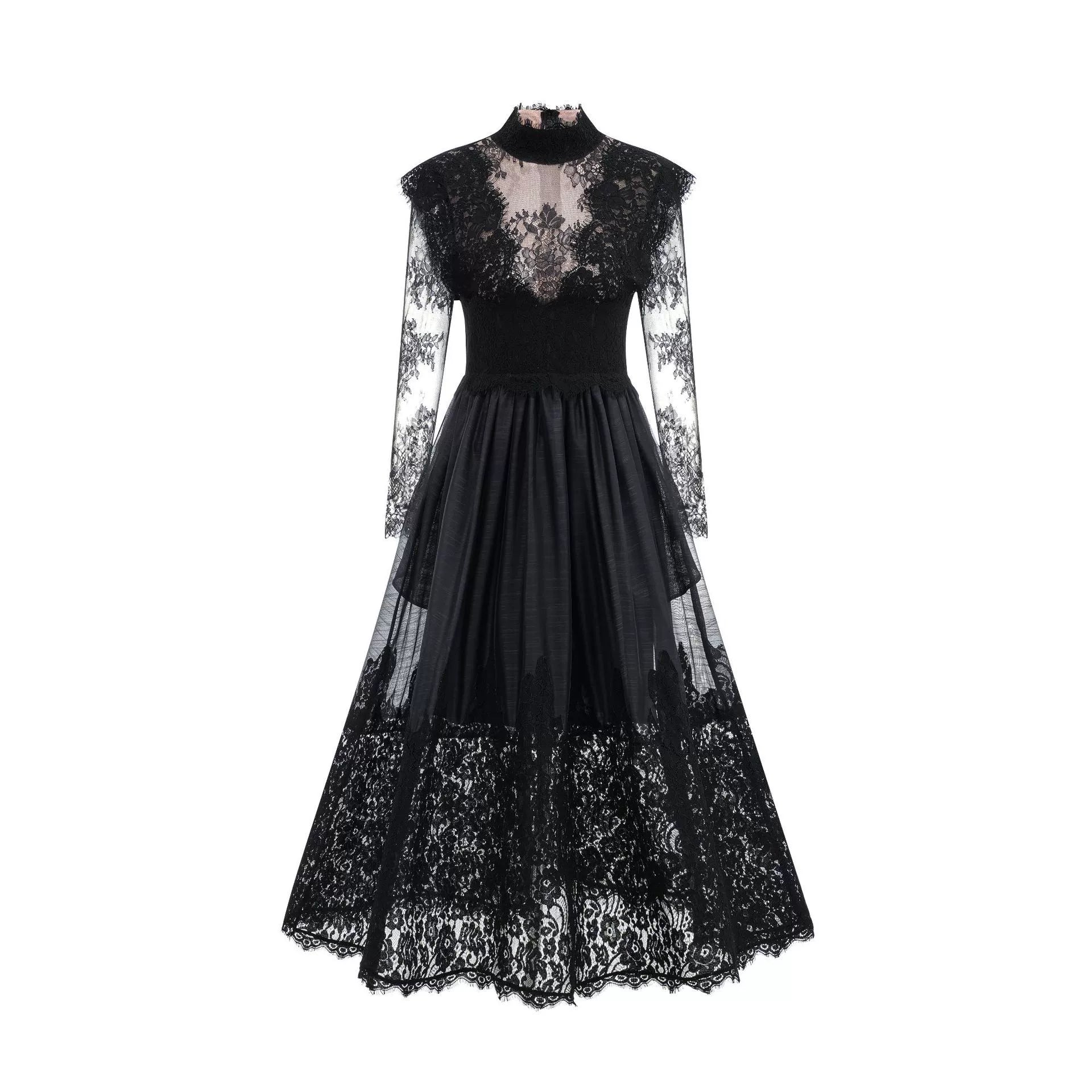 Black Vintage Lace  Evening Maxi Dress Easter Dress