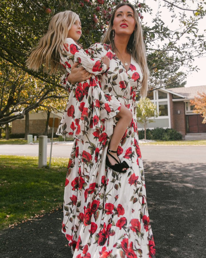 Red Floral -matching mommy and me easter dresses