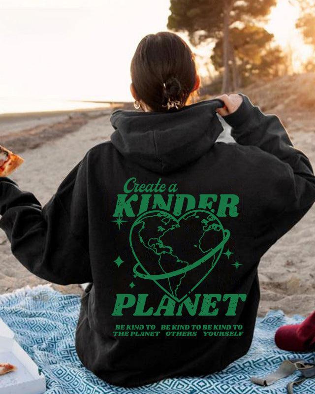 Pink Kinder Planet Printed Hoodie