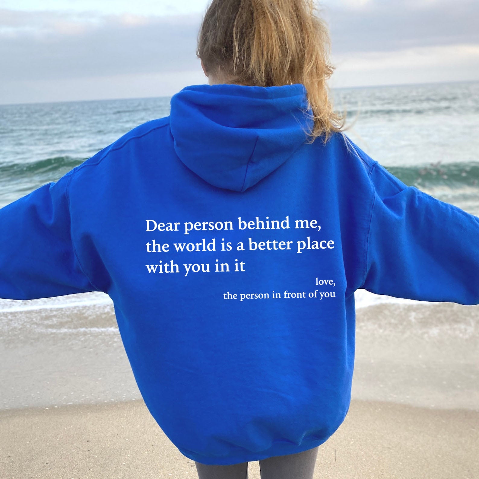 Pink dear person behind me Inspirational printed hoodie