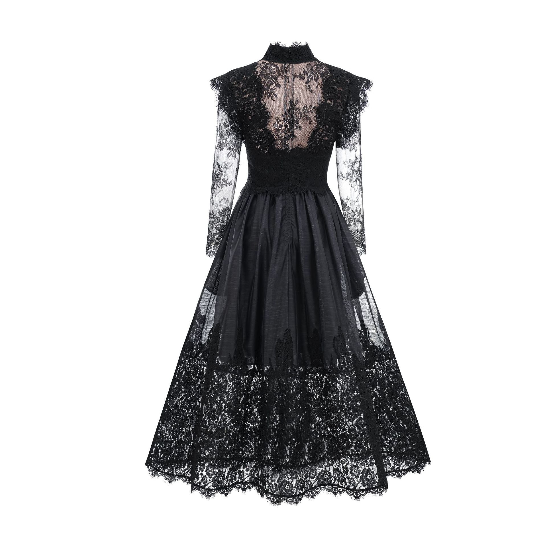 Black Vintage Lace  Evening Maxi Dress Easter Dress