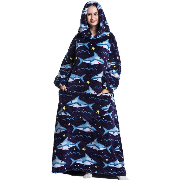 Shark-Oversized Wearable Blanket Hoodie