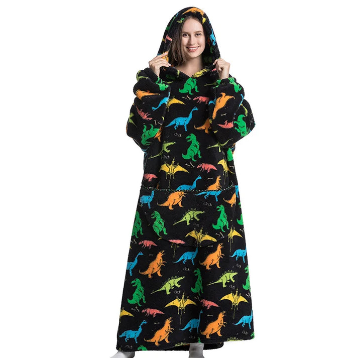 Multi Dinosaur-Oversized Wearable Blanket Hoodie