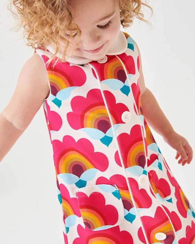 Multi Flower Power Groovy Shift Dress Easter Dress  for Little Girls