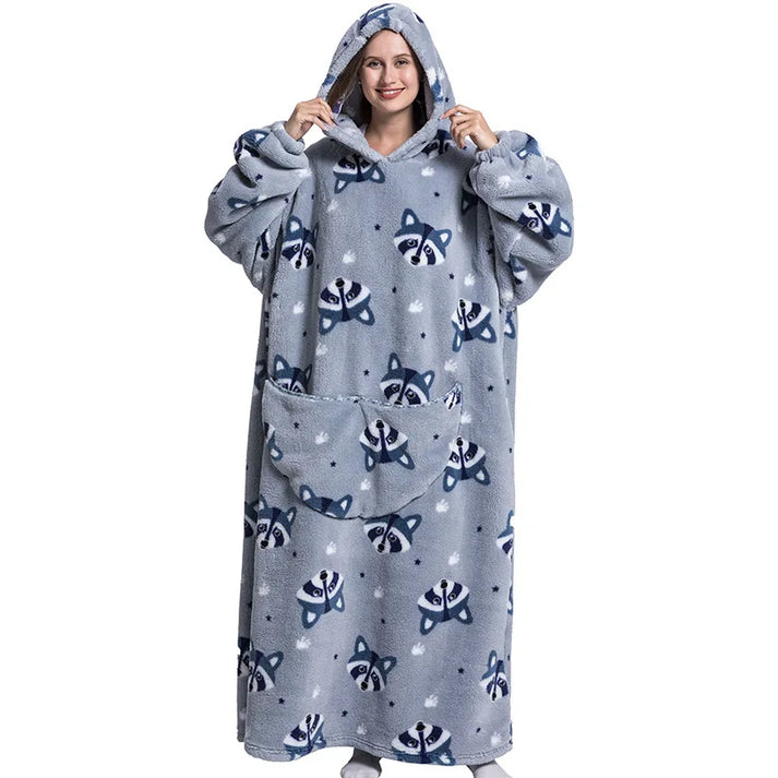 Raccoon-Oversized Wearable Blanket Hoodie