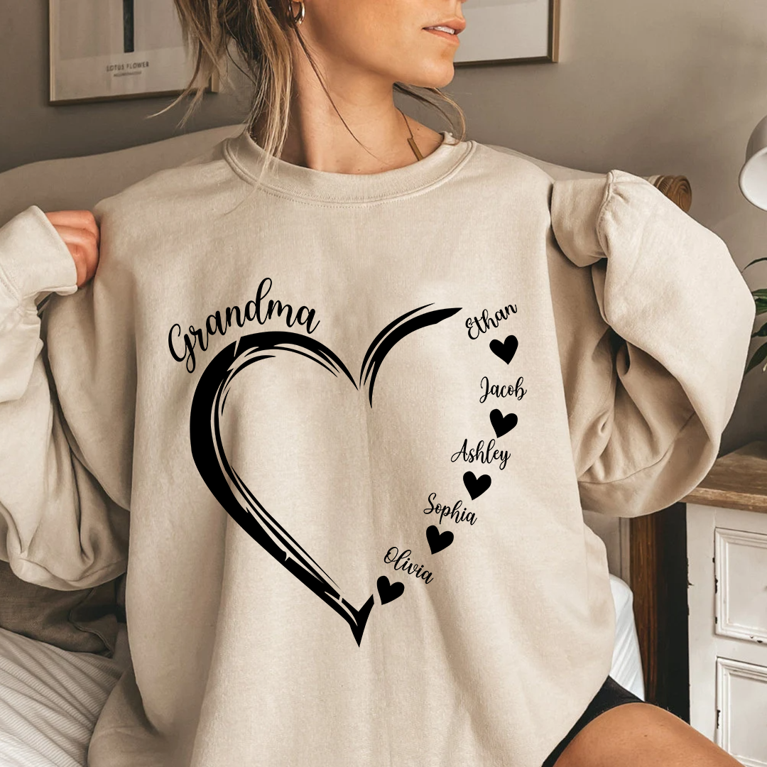 Heart-Name Custom Grandma Sweatshirt