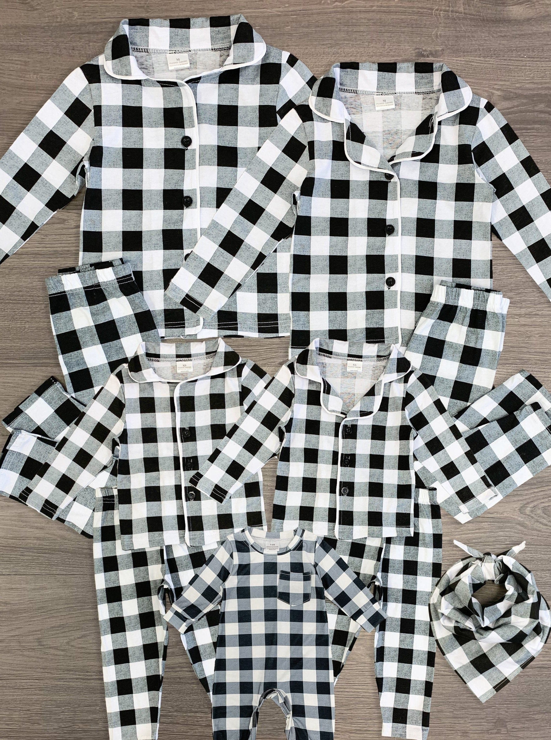 Black White Checkered -Family Matching Christmas Pajamas